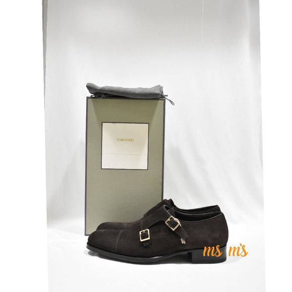 NIB Tom Ford DOUBLE MONK STRAPS Cocoa Suede Dress shoes